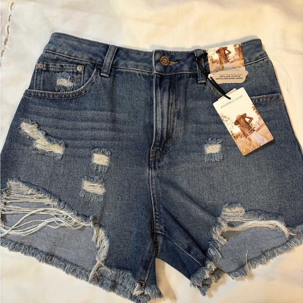 Sincerely Jules Blue Distressed Jean Shorts